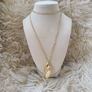 Swarovski Gold Toned Pendant Long Necklace- Good Condition